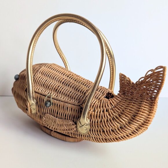 Vintage Cappelli Fish Shaped Wicker Purse - Picture 10 of 13